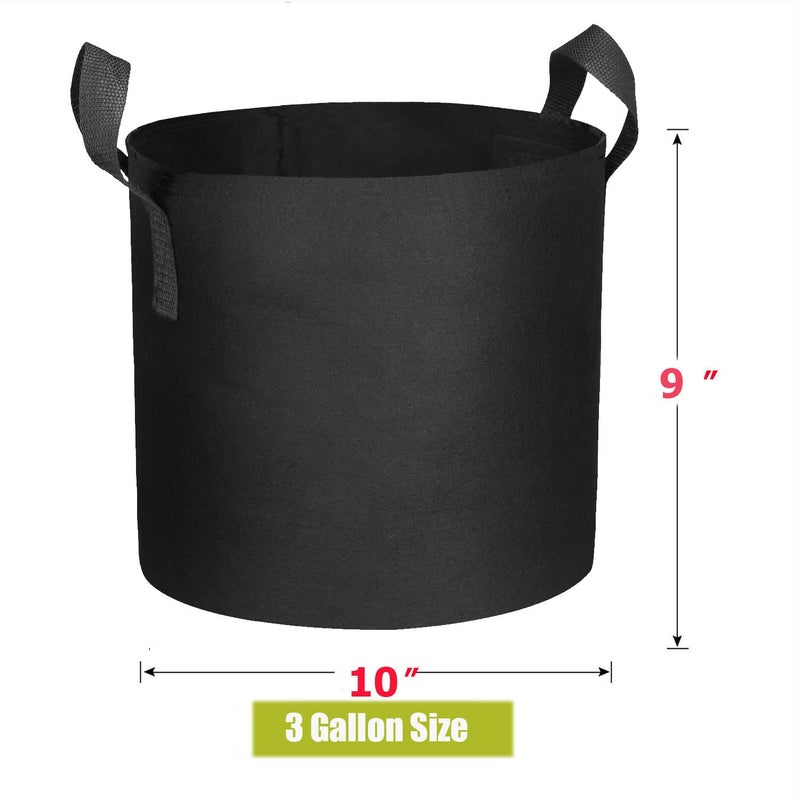 Cavisoo 10-Pack 3 Gallon Plant Grow Bags  Heavy Duty 300G Thickened Non-Woven Aeration Fabric Pots with Reinforced Handles - Image 2